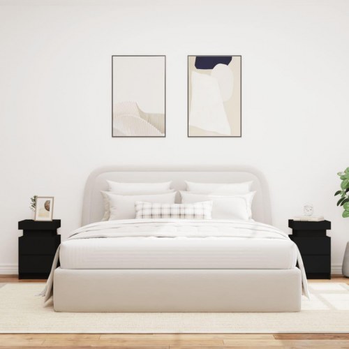 Sengeborde 2 stk. med LED-lys 35x39x55 cm sort