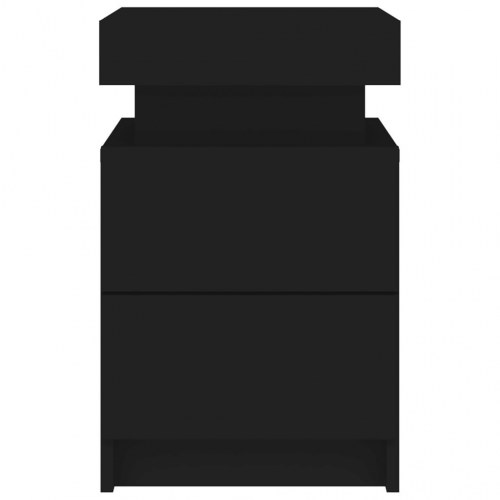 Sengeborde 2 stk. med LED-lys 35x39x55 cm sort