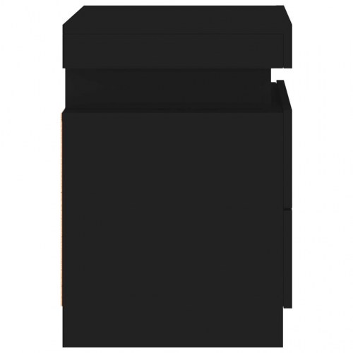 Sengeborde 2 stk. med LED-lys 35x39x55 cm sort