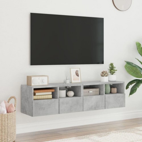 Væghængte tv-borde 2 stk. 60x30x30 cm konstrueret træ betongrå