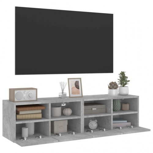 Væghængte tv-borde 2 stk. 60x30x30 cm konstrueret træ betongrå