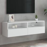 Væghængt tv-bord 100x30x30 cm konstrueret træ hvid