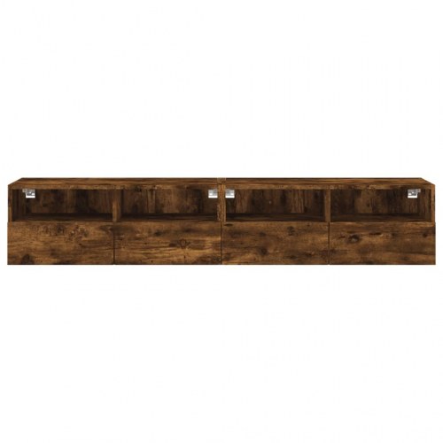 Væghængte tv-borde 2 stk. 80×30×30 cm - konstrueret træ, røget eg