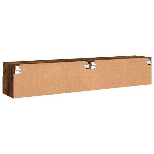 Væghængte tv-borde 2 stk. 80×30×30 cm - konstrueret træ, røget eg