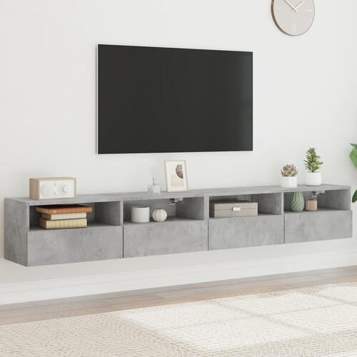 Væghængte tv-borde 2 stk. 100x30x30 cm konstrueret træ betongrå