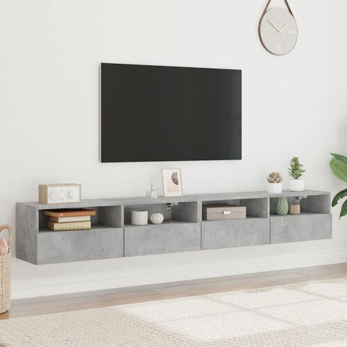 Væghængte tv-borde 2 stk. 100x30x30 cm konstrueret træ betongrå