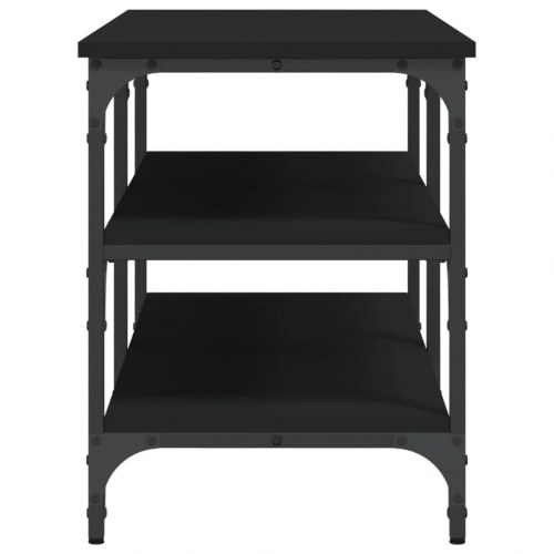 Skobænk med 3 hylder 100 × 38,5 × 49 cm - sort konstrueret træ