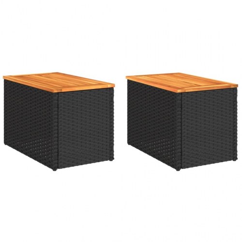 Haveborde 2 stk. 55x34x37 cm polyrattan og massivt træ sort