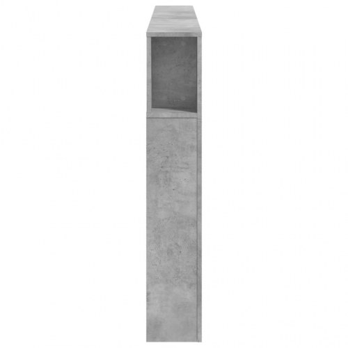 Sengegavl med LED-lys 200×18,5×103,5 cm - konstrueret træ, betongrå