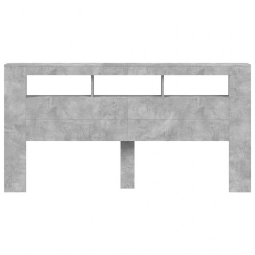 Sengegavl med LED-lys 200×18,5×103,5 cm - konstrueret træ, betongrå
