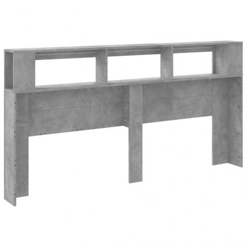 Sengegavl med LED-lys 200×18,5×103,5 cm - konstrueret træ, betongrå
