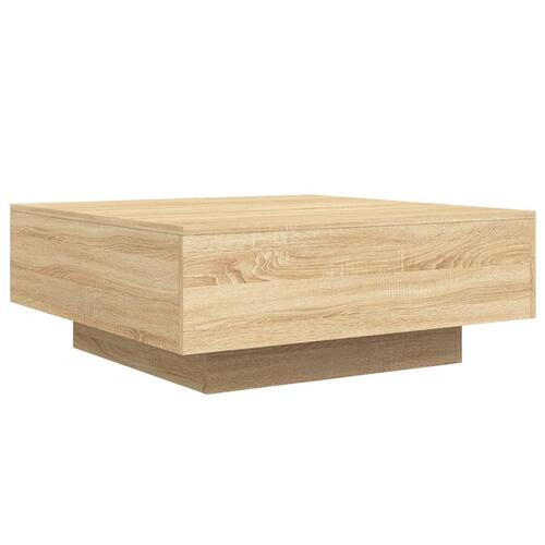Sofabord med LED-lys 80x80x31 cm sonoma-eg