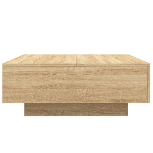 Sofabord med LED-lys 80x80x31 cm sonoma-eg