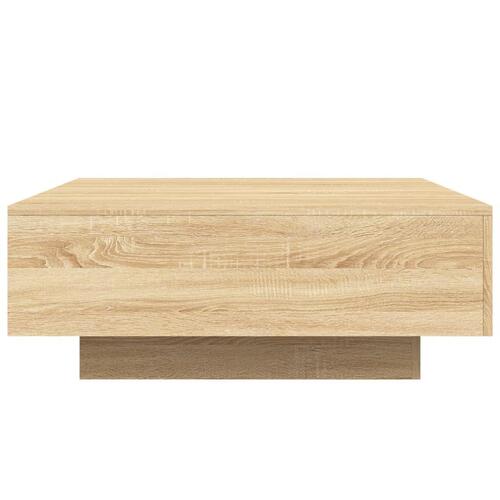 Sofabord med LED-lys 80x80x31 cm sonoma-eg