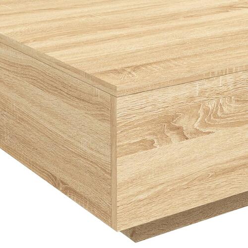 Sofabord med LED-lys 80x80x31 cm sonoma-eg