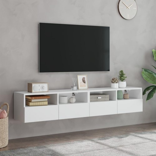 Væghængte tv-borde 2 stk. 80 x 30 x 30 cm - hvid