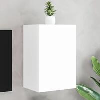 Væghængt tv-bord 40,5x30x60 cm konstrueret træ hvid