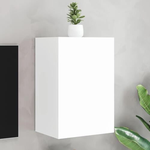 Væghængt tv-bord 40,5x30x60 cm konstrueret træ hvid
