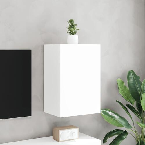 Væghængt tv-bord 40,5x30x60 cm konstrueret træ hvid