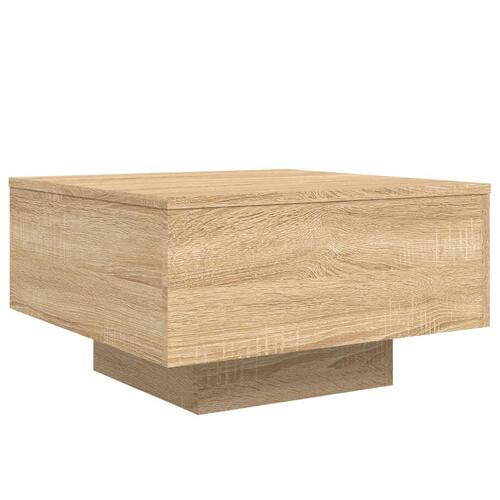 Sofabord med LED-lys 55x55x31 cm sonoma-eg