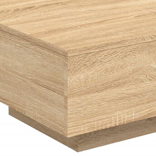 Sofabord med LED-lys 55x55x31 cm sonoma-eg