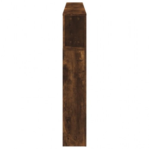 Sengegavl med LED-lys 200 × 18,5 × 103,5 cm - konstrueret træ, røget eg