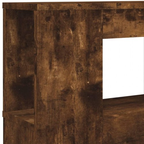 Sengegavl med LED-lys 200 × 18,5 × 103,5 cm - konstrueret træ, røget eg