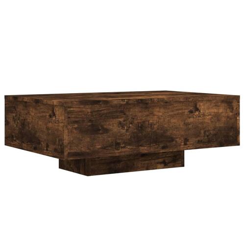 Sofabord med LED-lys 85x55x31 cm røget egetræsfarve