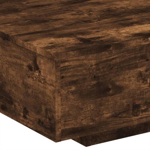 Sofabord med LED-lys 85x55x31 cm røget egetræsfarve