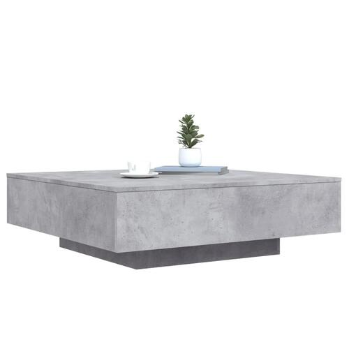 Sofabord med LED-lys 100x100x31 cm betongrå