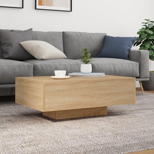 Sofabord med LED-lys 85x55x31 cm sonoma-eg