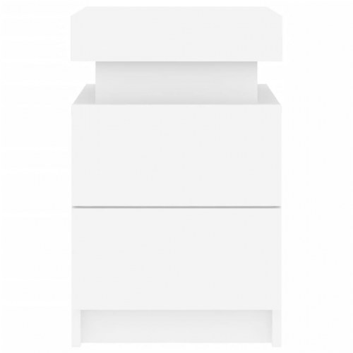 Sengebord med LED-lys 35x39x55 cm hvid