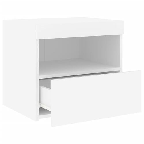 Sengebord med LED-lys 50x40x45 cm hvid