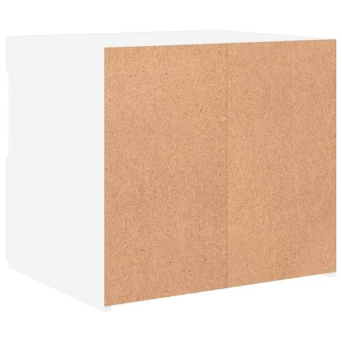 Sengebord med LED-lys 50x40x45 cm hvid