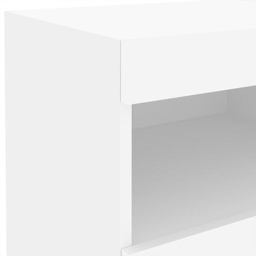 Sengebord med LED-lys 50x40x45 cm hvid