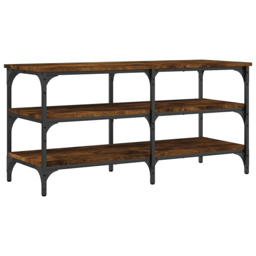 Skobænk med 3 hylder - konstrueret træ/metal, 100×38,5×49 cm, røget egetræsfarve