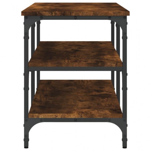 Skobænk med 3 hylder - konstrueret træ/metal, 100×38,5×49 cm, røget egetræsfarve