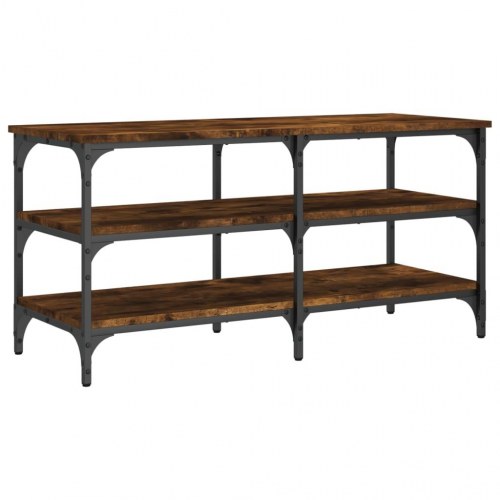 Skobænk med 3 hylder - konstrueret træ/metal, 100×38,5×49 cm, røget egetræsfarve