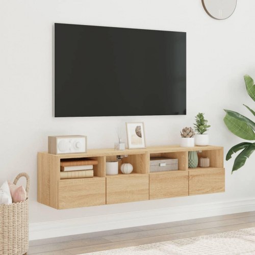 Væghængte tv-borde 2 stk. 60x30x30 cm konstrueret træ sonoma-eg