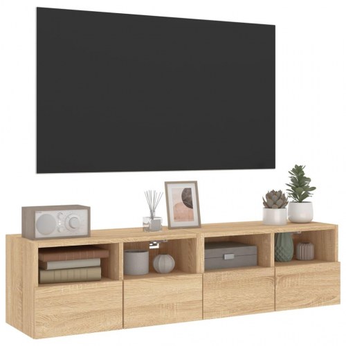Væghængte tv-borde 2 stk. 60x30x30 cm konstrueret træ sonoma-eg