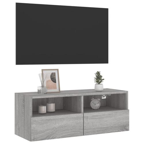 Væghængt tv-bord 80x30x30 cm konstrueret træ grå sonoma-eg