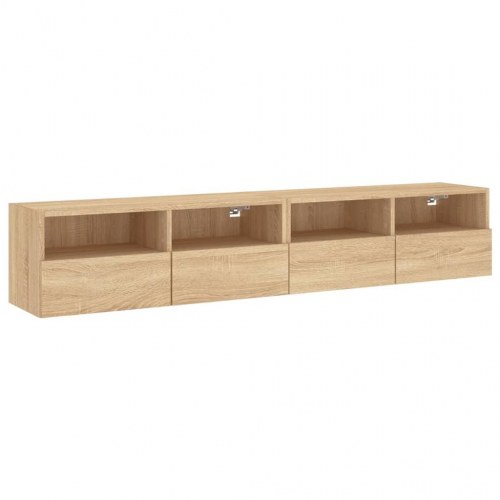 Væghængte tv-borde 2 stk. - sonoma-eg, 80 x 30 x 30 cm