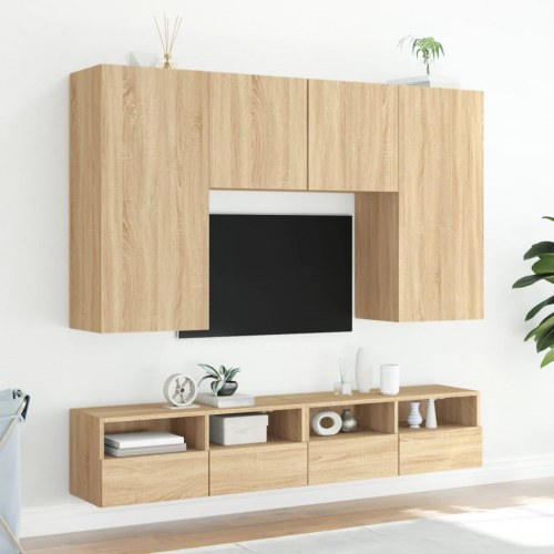 Væghængte tv-borde 2 stk. - sonoma-eg, 80 x 30 x 30 cm