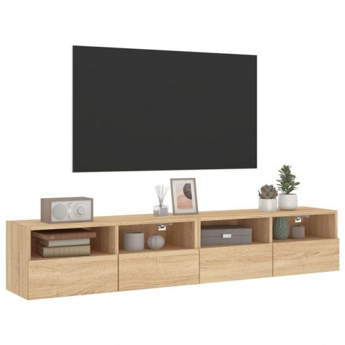 Væghængte tv-borde 2 stk. - sonoma-eg, 80 x 30 x 30 cm
