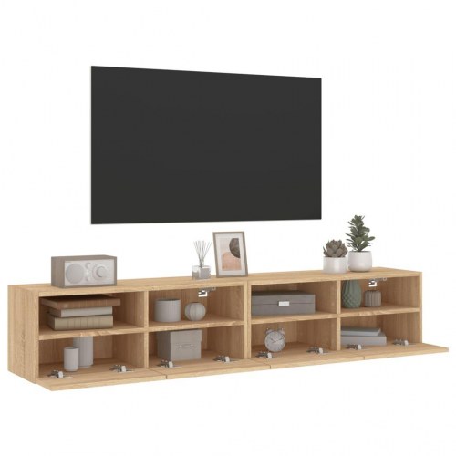 Væghængte tv-borde 2 stk. - sonoma-eg, 80 x 30 x 30 cm