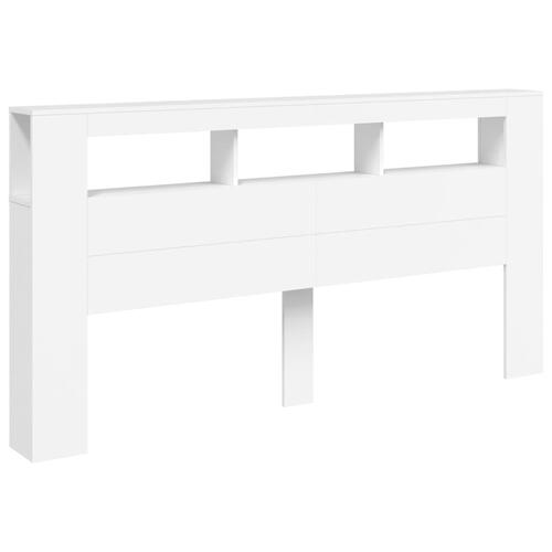 Sengegavl med LED-lys 200x18,5x103,5 cm konstrueret træ hvid