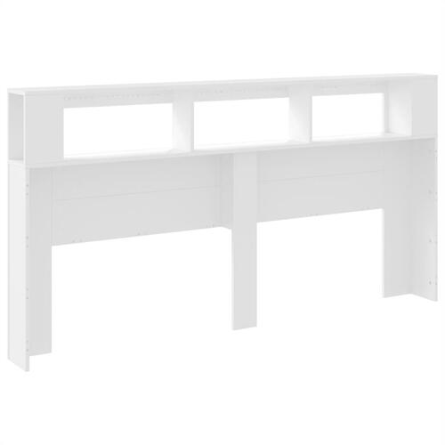 Sengegavl med LED-lys 200x18,5x103,5 cm konstrueret træ hvid