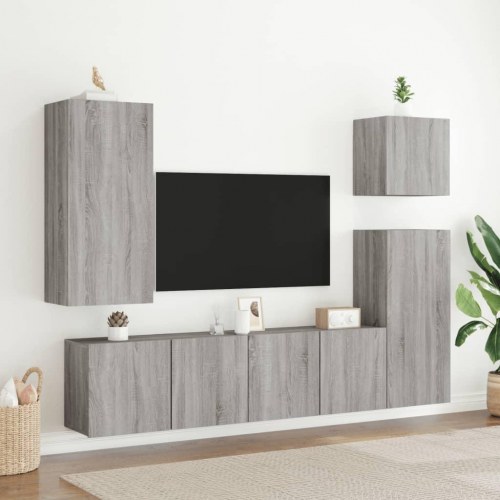 Væghængt tv-bord 40,5x30x90 cm konstrueret træ grå sonoma-eg
