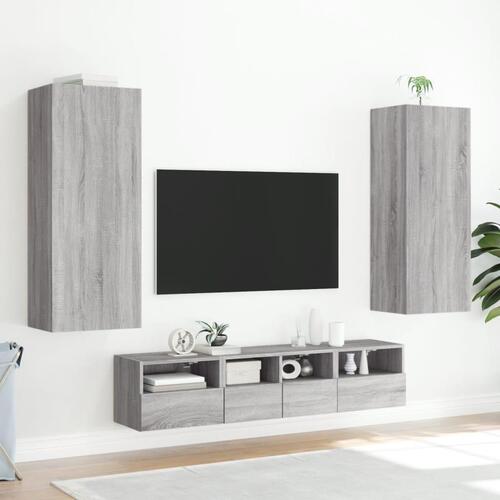 Væghængt tv-bord 40,5x30x102 cm konstrueret træ grå sonoma-eg
