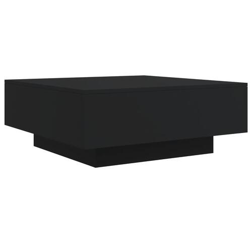 Sofabord med LED-lys 80x80x31 cm sort